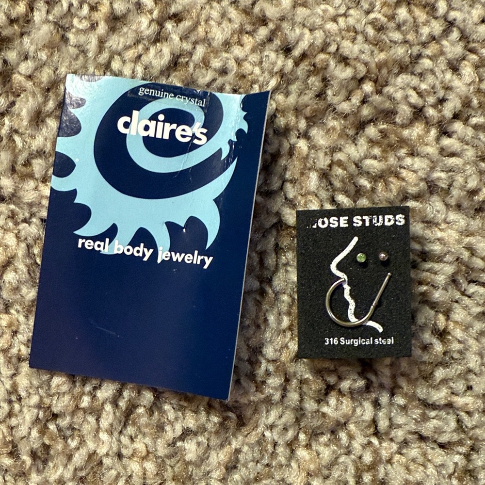 Claire's Silver and Genuine crystal Nose Studs